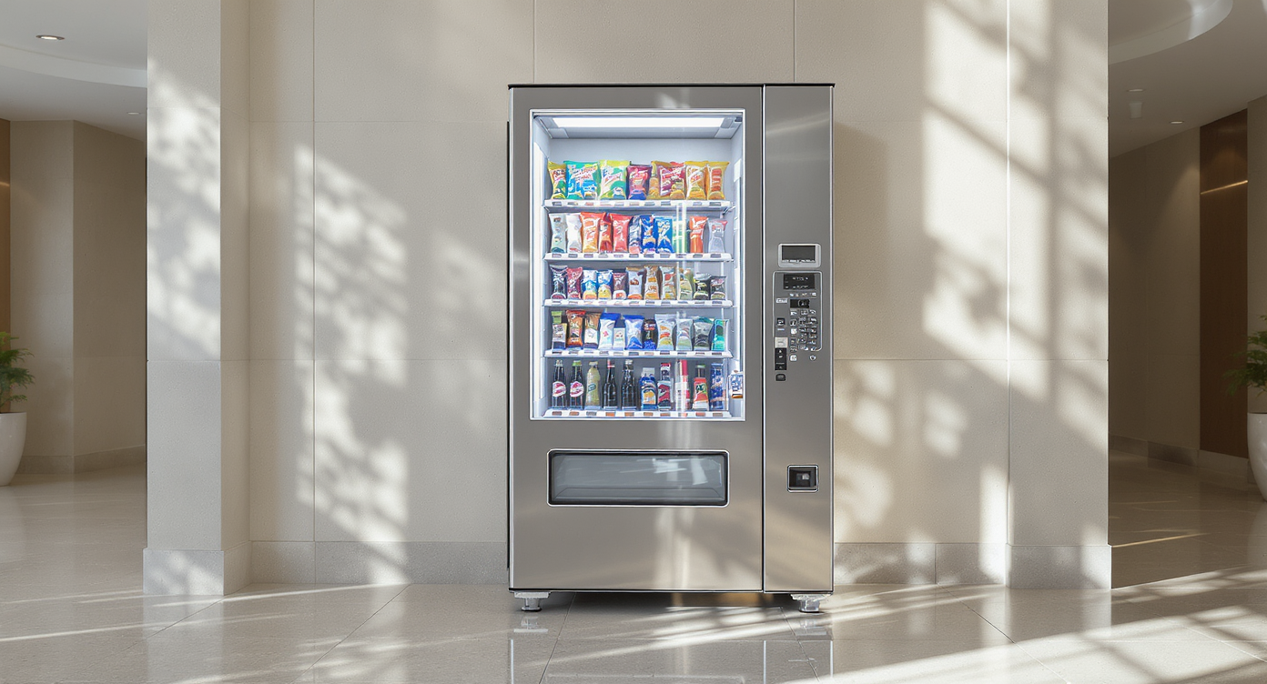 Distributrice automatique moderne offrant des solutions pour professionnels