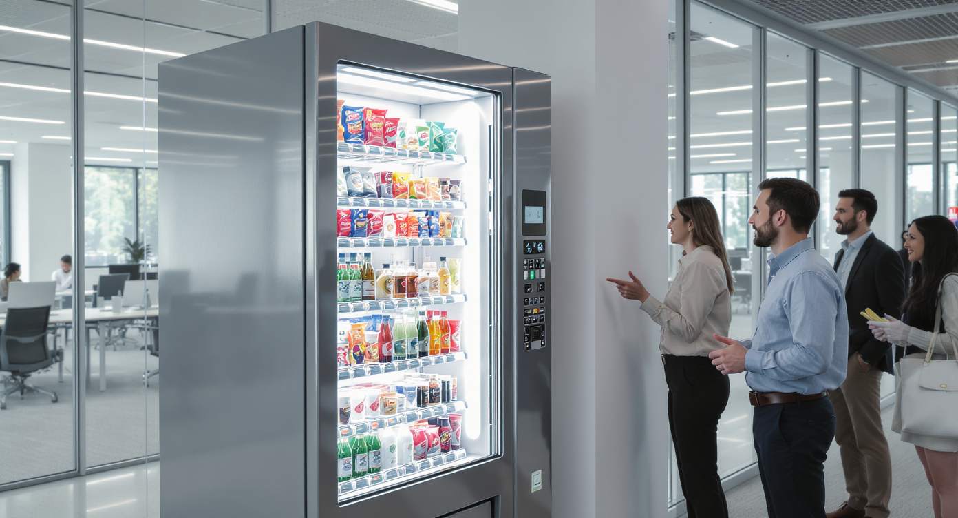 Distributeur automatique moderne avec options adaptées aux professionnels